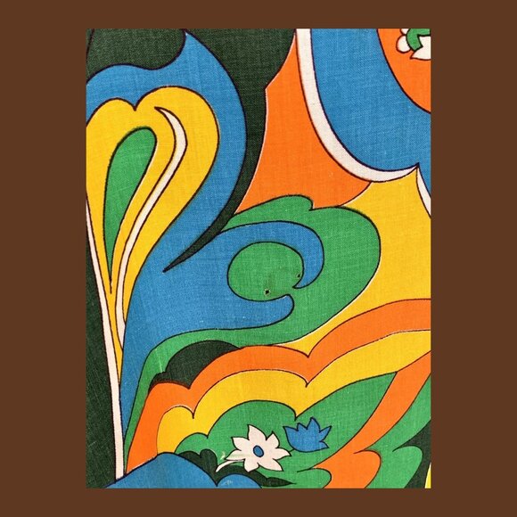 Vintage 60s 70s Psychedelic Caftan Flower Power, MD/LG. - Picture 7 of 7